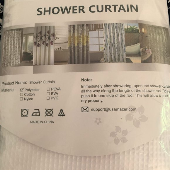 New 72" Amazerbath Polyester White Waffle Pattern Shower Curtain & BHG Liner - Picture 4 of 9